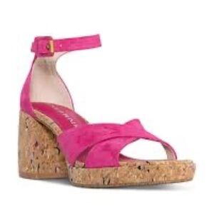 Donald Pliner Block Heel Sandal Suede Magenta size 6.5